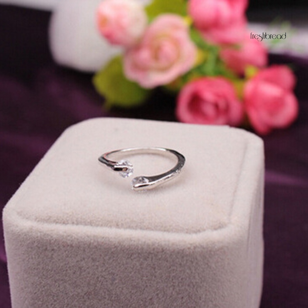 Nhẫn Hở Hai Đầu Đính Đá Zircon Lấp Lánh Thời Trang Có Thể Điều Chỉnh Cho Nữ