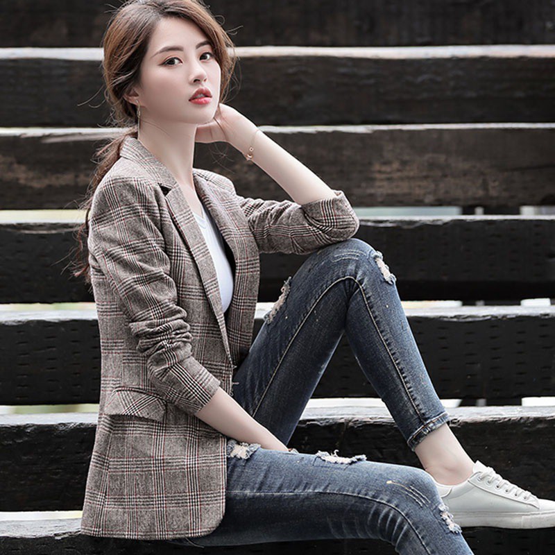 Áo Khoác Blazer Kẻ Sọc Caro Thời Trang Thanh Lịch Cho Nữ | BigBuy360 - bigbuy360.vn