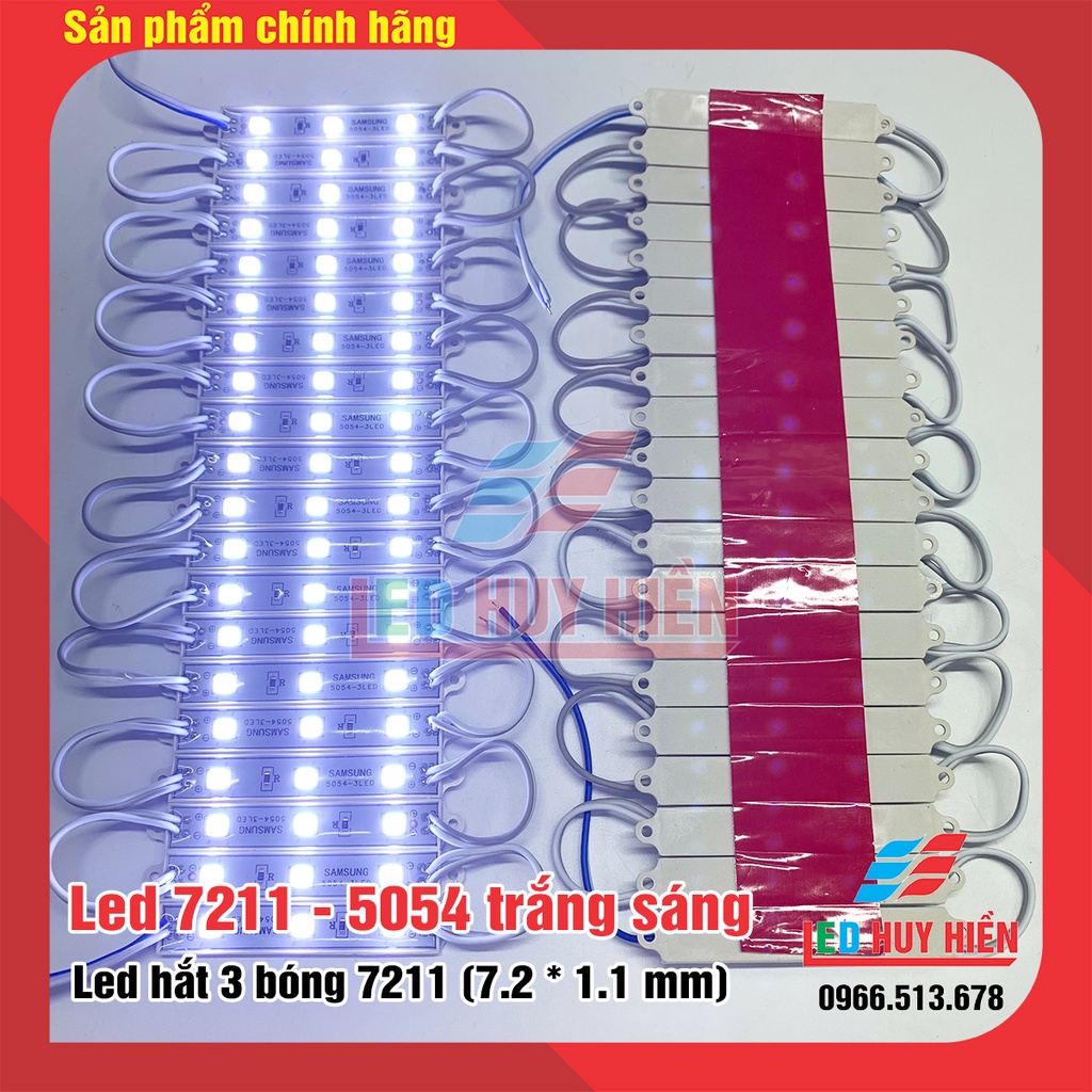 Led hắt 3 Led 5054 cỡ 7211 SAMSUNG các màu đơn sắc (vỉ 20 thanh 3 Led)