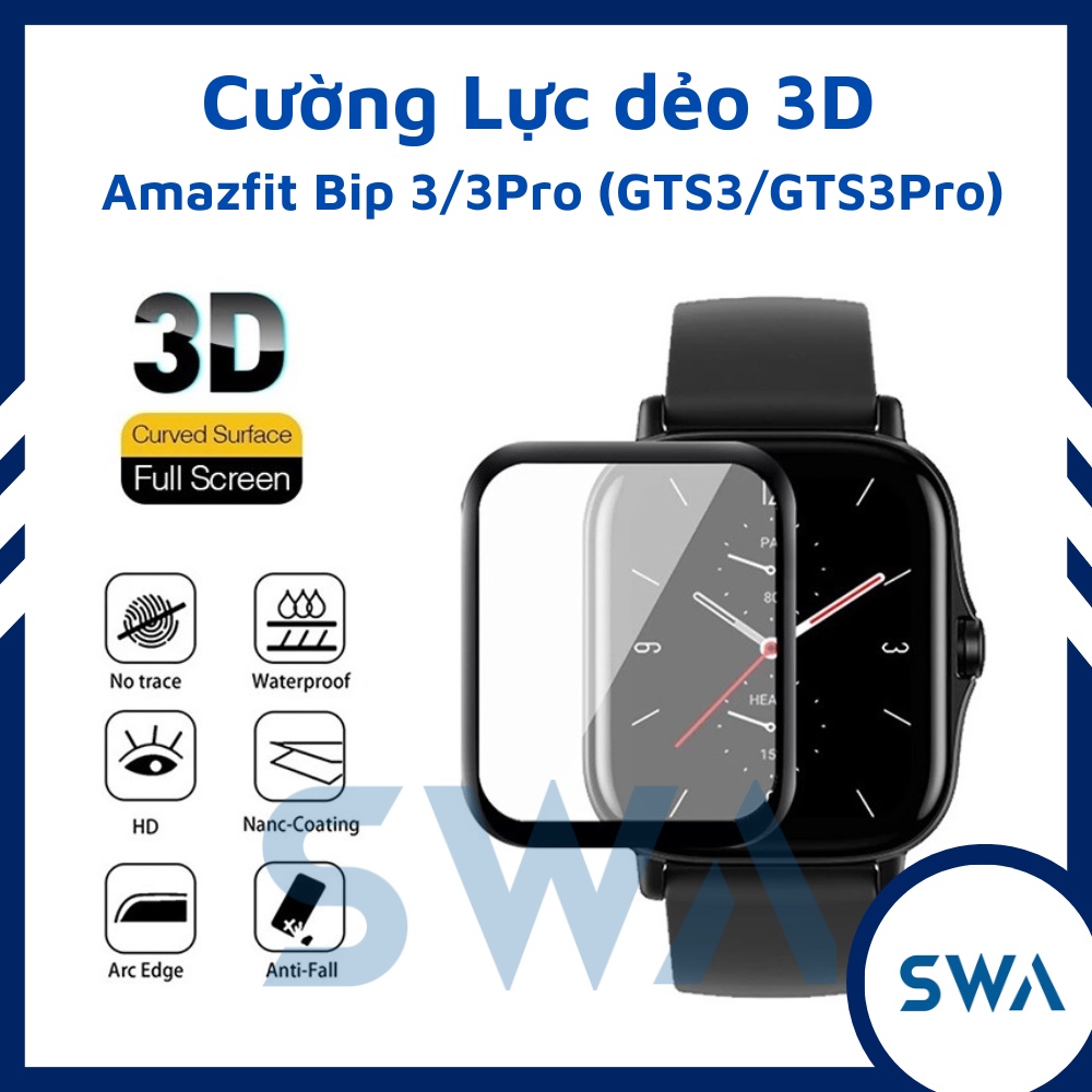 Cường lực dẻo 3D đồng hồ Xiaomi Amazfit Bip 3 / Bip 3 Pro full viền màn hình SWASTORE