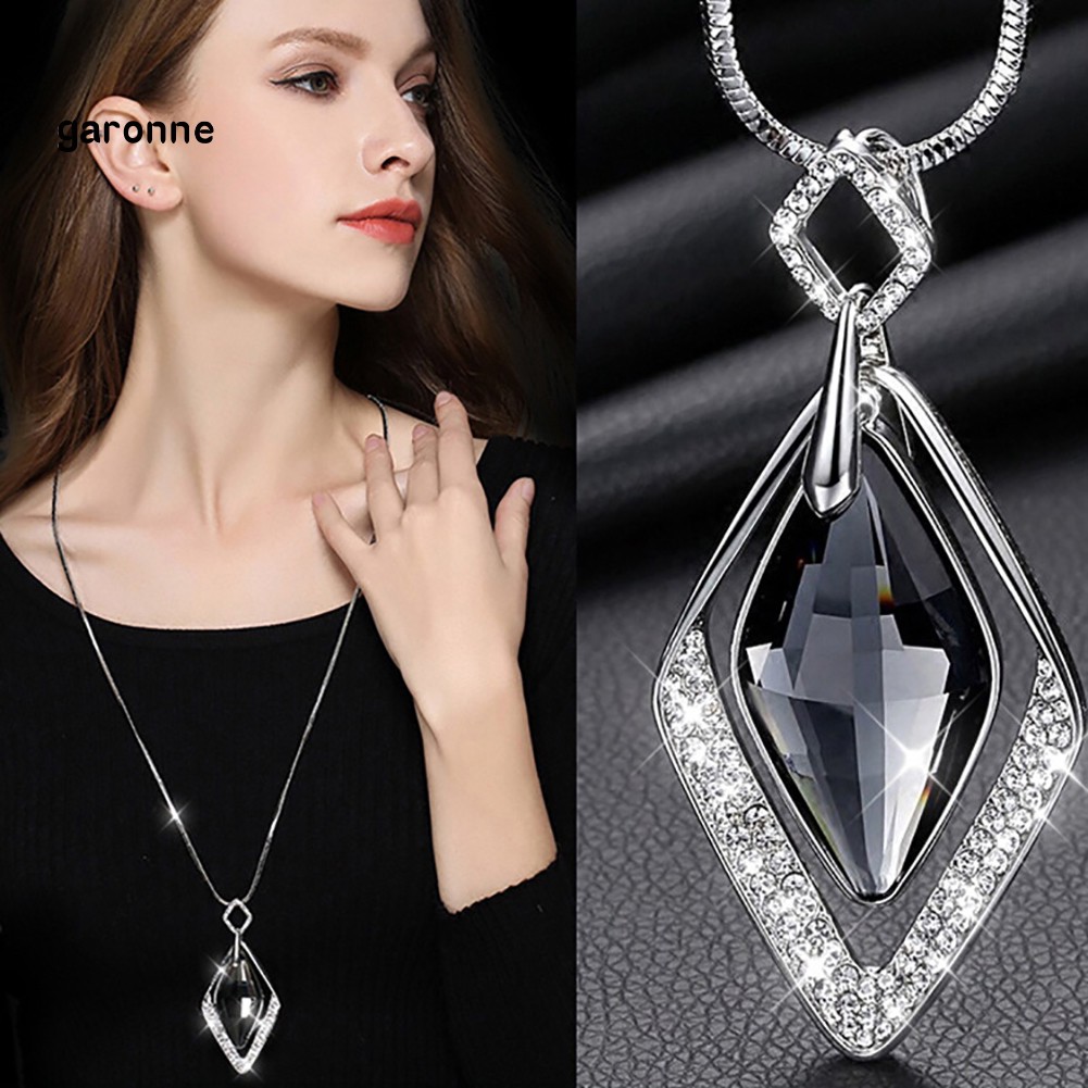 Dây chuyền mặt hình thoi đính đá thời trang cho nữ