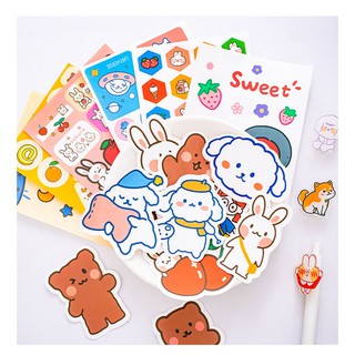 SET 4 TỜ HÌNH DÁN STICKER DỄ THƯƠNG - BỘ 4 TỜ STICKER DÁN TẬP VỞ, TỦ KỆ, BÌNH NƯỚC ĐÁNG YÊU