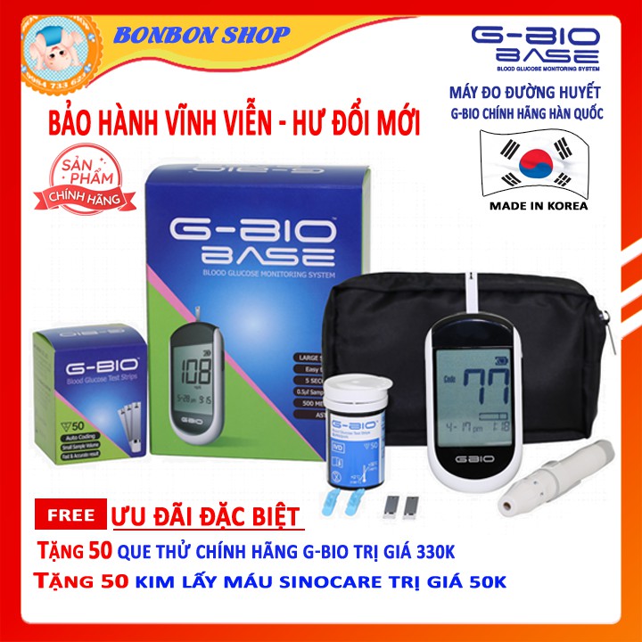 Máy Đo Đường Huyết, Đo Tiểu Đường GBIO (Full Set)- M.I.TECH Chính Hãng Hàn Quốc