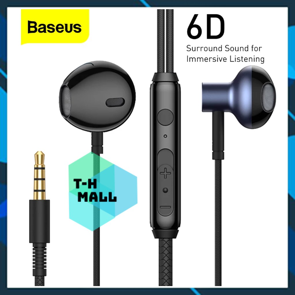 Tai nghe AUX 3.5mm Baseus Encok H19 Wired Earphone (6D surround, Deep Bass, with ECM Microphone for HD Calling)