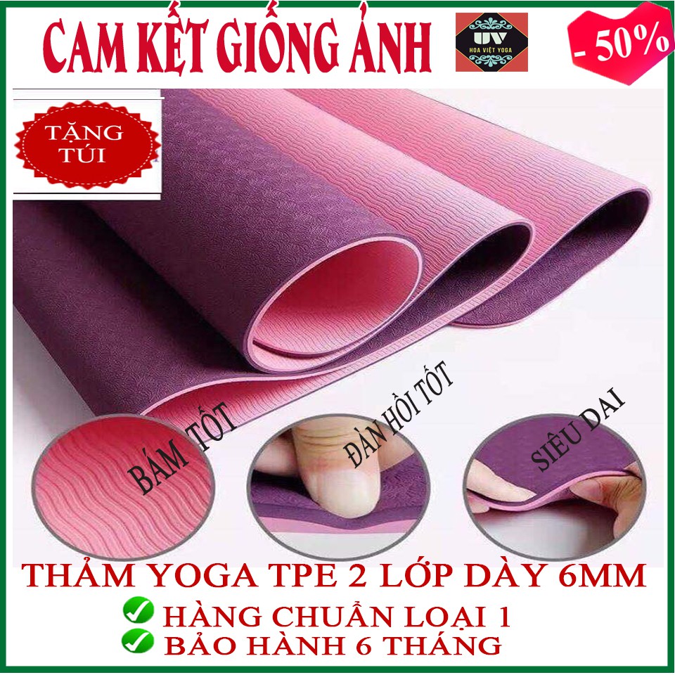 [SALE] THẢM TẬP YOGA 2 LỚP 8mm 🔥𝑭𝑹𝑬𝑬𝑺𝑯𝑰𝑷🔥THẢM TẬP GYM  thảm tập thể dục TPE SIÊU BỀN, BÁM TỐT (tặng túi kéo khóa)