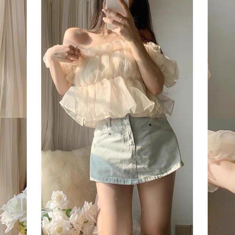 Áo croptop voan công chúa trễ vai cực xinh sang