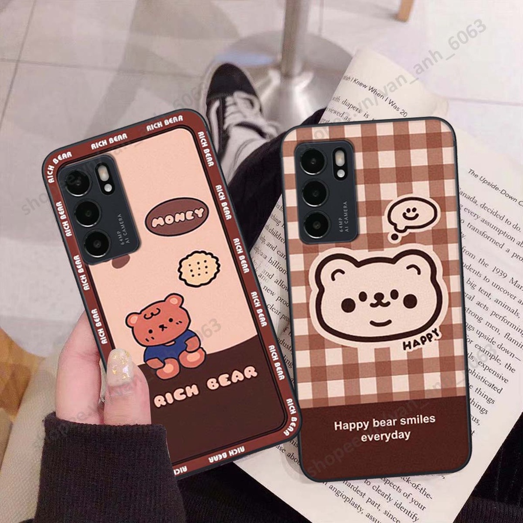 Ốp lưng Oppo Reno6 / Reno6 Z 5G / Reno 6 in hình hoa, gấu rich bear nghệ thuật, thời trang
