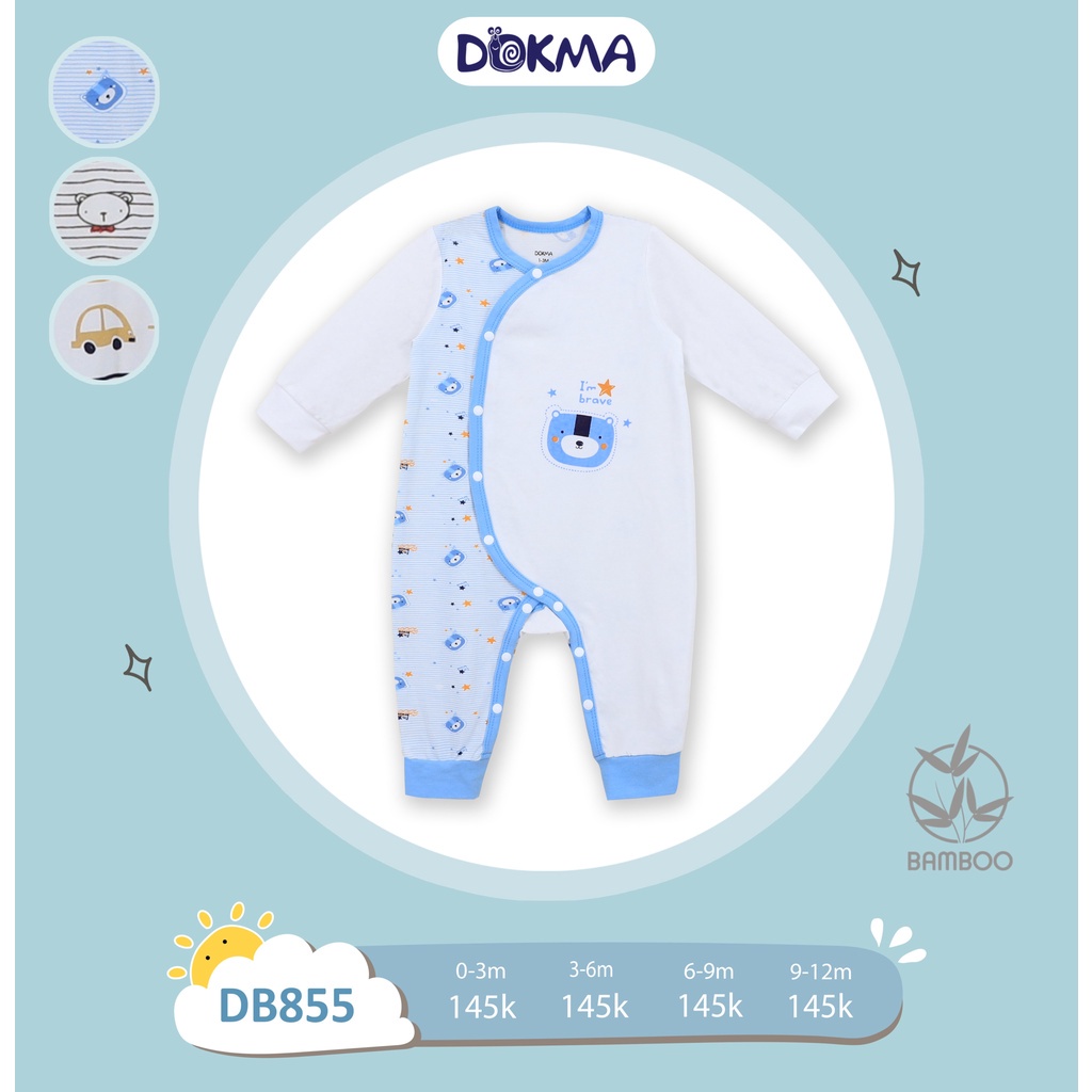 ✔️ 3-9M Body liền quần, bodysuit sợi tre Dokma DB855 - Babystore