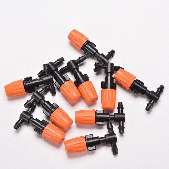 Béc tưới cây, set 10 bộ béc đơn phun sương cam kèm T 4/7 6mm