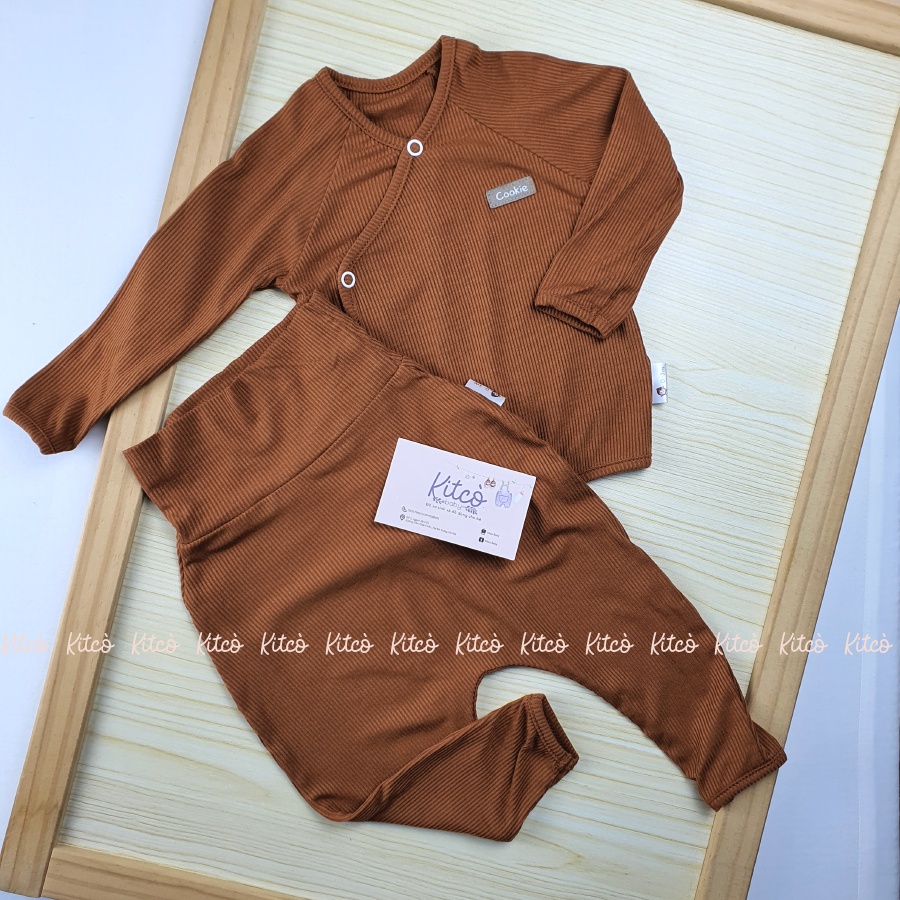 COOKIE Bộ dài tay cài chéo quần cạp bo