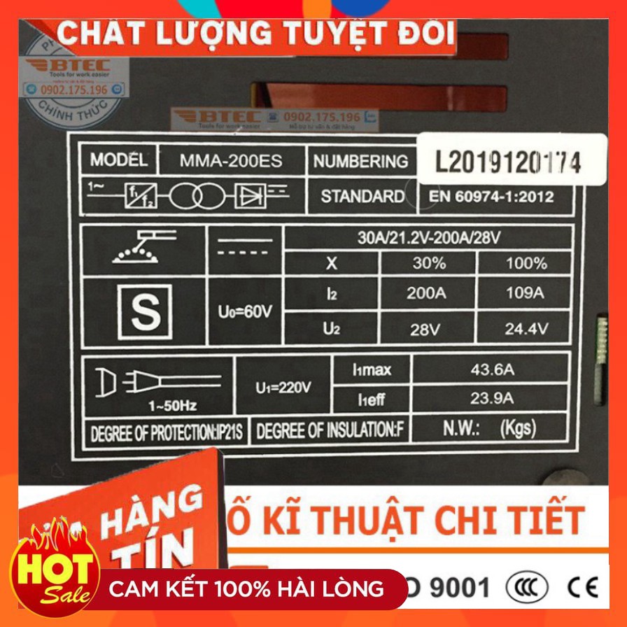 [chính hãng] Máy hàn điện tử mini BTEC MMA-200ES | Có đồng hồ | Phiên bản giới hạn 2020 [cam kết chất lượng]