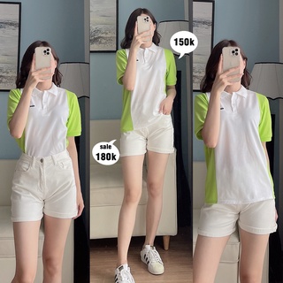 Áo polo phối sọc xanh