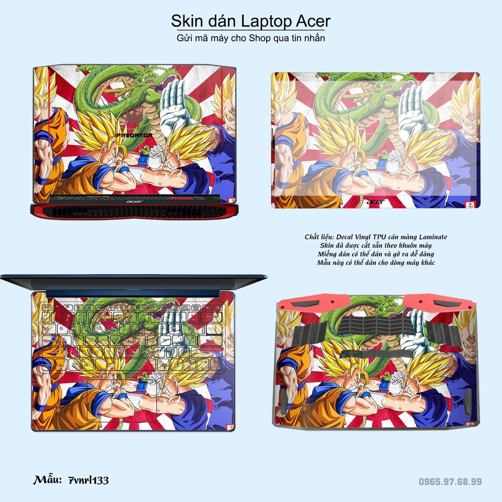 Skin dán Laptop Acer in hình Dragon Ball nhiều mẫu 2 (inbox mã máy cho Shop)