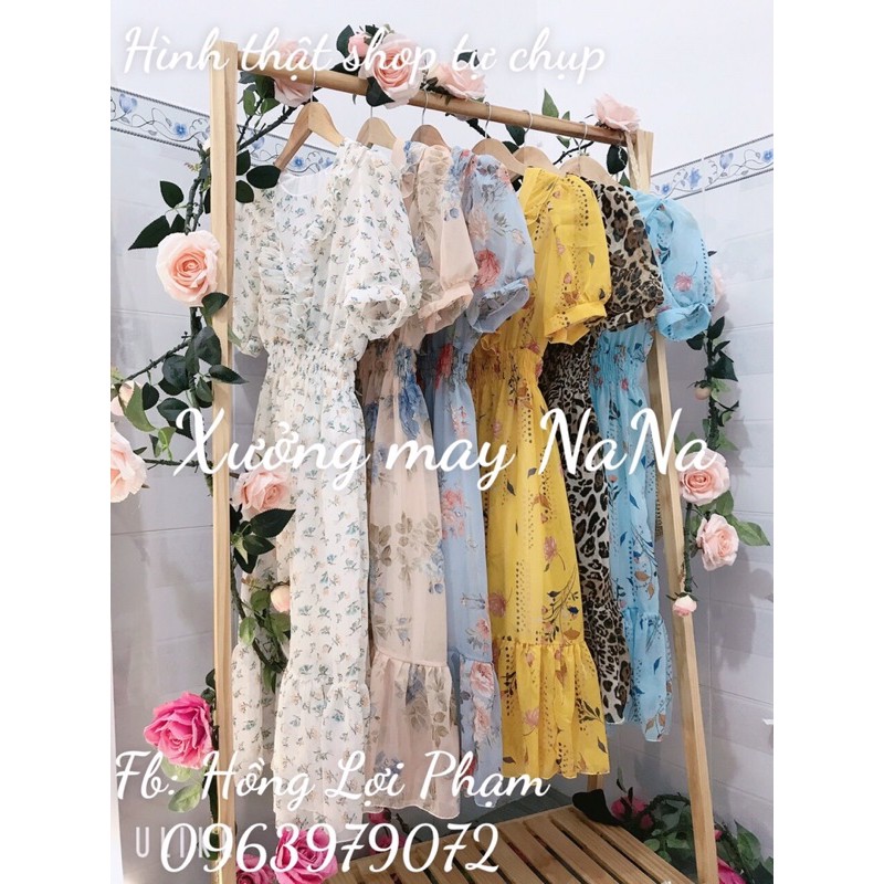 Đầm hoa nhí tay phồng bèo cánh tiên (hình thật+video) | BigBuy360 - bigbuy360.vn