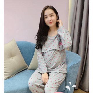 Bộ đồ bầu và sau sinh dài tay, Bộ Pink Bầu và Sau Sinh vải cotton mịn mặc đẹp 4 mùa