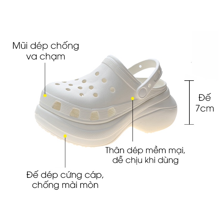 Dép Cross Đế Cao 7cm Hack Dáng Siêu Êm Chân, Dép Sục Độn Đế