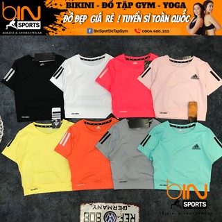 Aó croptop tay sọc ,tập yoga, gym, aerobic thể thao A020