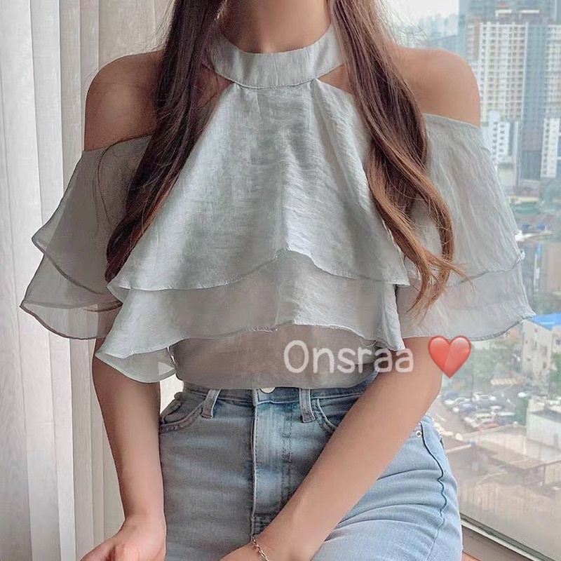 ✅ÁO HỞ VAI BÈO NHÚN HAI TẦNG XỊN XÒ ✅