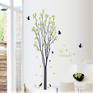 decal dán tường cây xanh trái