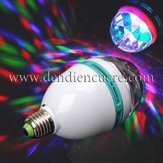Đèn led quả cầu 3w xoay pha lê 7 màu đui E27 dùng làm đèn trang trí