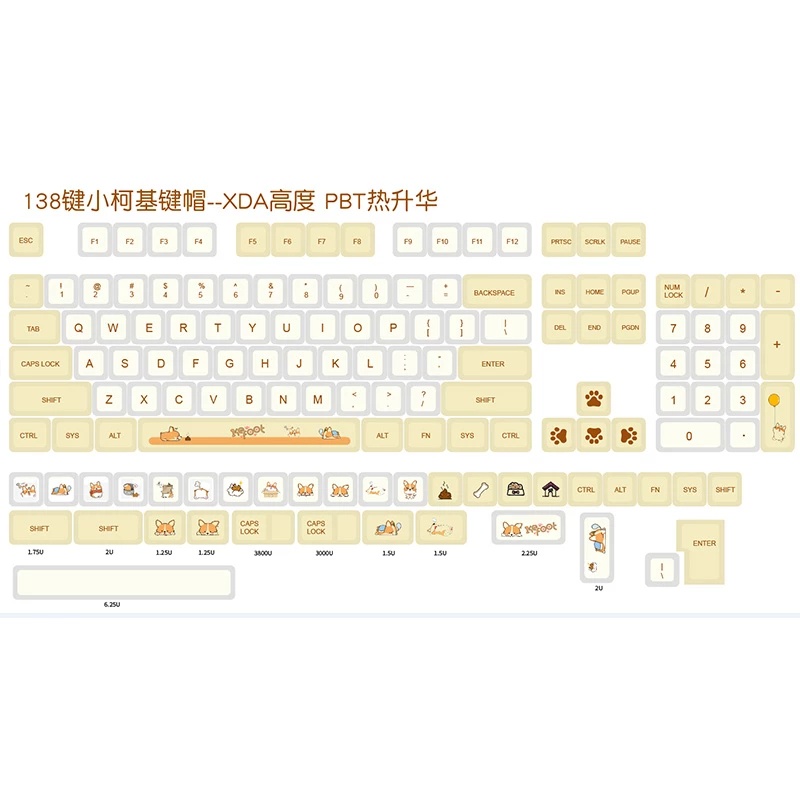 138 Keys PBT XDA Keycap Phím Lắp Cho Bàn Phím Cơ Keycaps