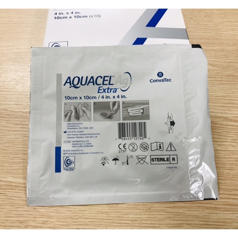 Gạc vết thương Aquacel Ag Extra ConvaTec USA ( Hộp 10 miếng )