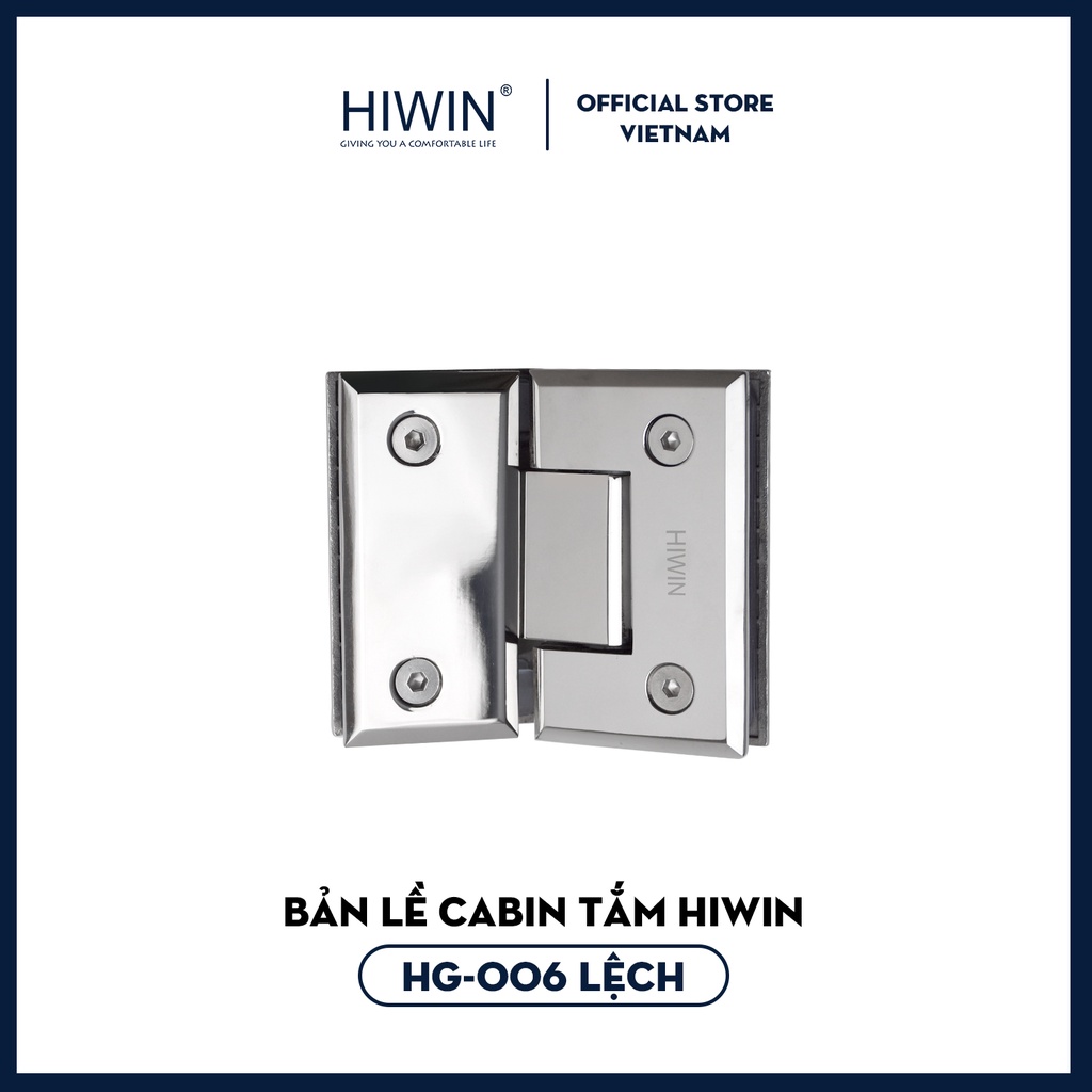 Bản lề phòng tắm kính 135 độ lệch mặt gương inox 304 Hiwin HG-006 (dày 5mm)