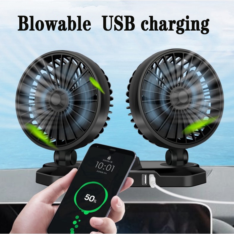 Quạt Mini Gắn Xe Hơi / Tải 12v24v Xoay 360 Độ