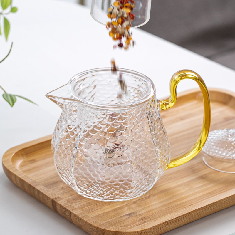 Ấm Trà Thủy Tinh Kèm Lõi Lọc Cao Cấp Chiu Nhiệt Phong Cách Nhật Bản.