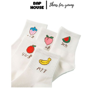 Tất Cotton hoa quả hoạt hình [FREESHIP] - Vớ Cổ cao Cho Nữ Vớ hoạt hình - Nhiều Màu - Pursuit go
