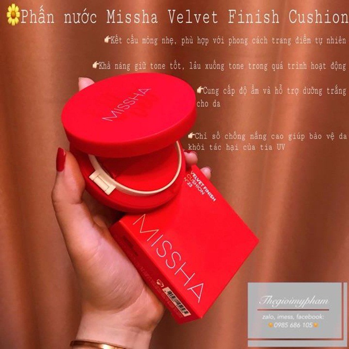 Missha Velvet Finish Cushion SPF50+ PA+++ | phấn nước missha vỏ đỏ
