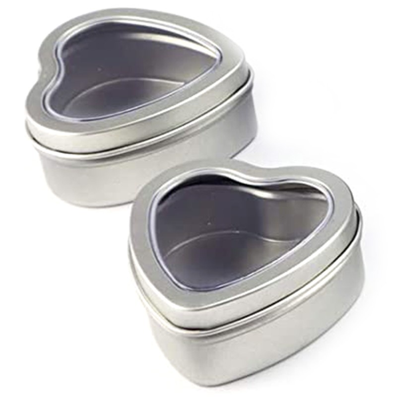 30Pcs Heart Metal Tins,Empty Sier Metal Tins with Clear Window