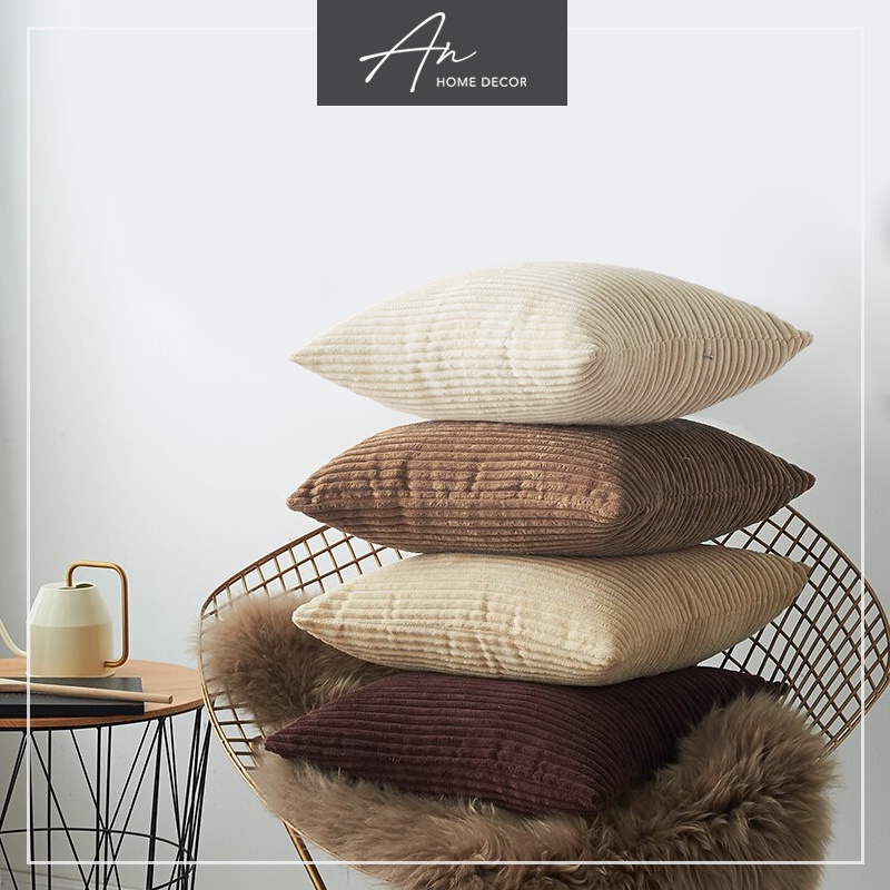 Vỏ bao gối tựa nhung tăm sofa vuông 45*45 4 mùa Xuân Hạ Thu Đông