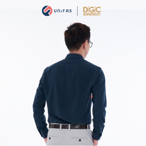 Áo sơ mi nam công sở dài tay DGCs chất vải cotton form dáng Slim fit giấu cúc cổ bẻ SASDBA21M