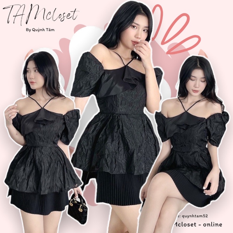 Áo yếm peplum thêu phối bèo - TK1080