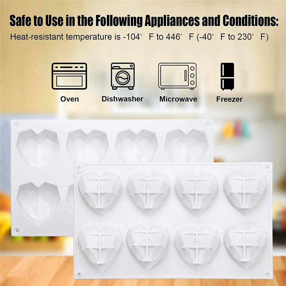 Bộ 8 Khuôn silicone Làm Bánh Hình Trái Tim Xinh Xắn