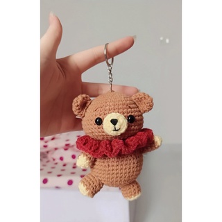 Móc khóa len gấu nâu siêu đáng yêu
