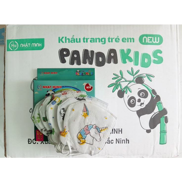 Hộp 10 Chiếc Khẩu Trang 3D Gấu Mầm Chồi Lá Thịnh Phát, Panda Kids  3 Lớp Kháng Giọt Bắn, Kháng Khuẩn Tốt