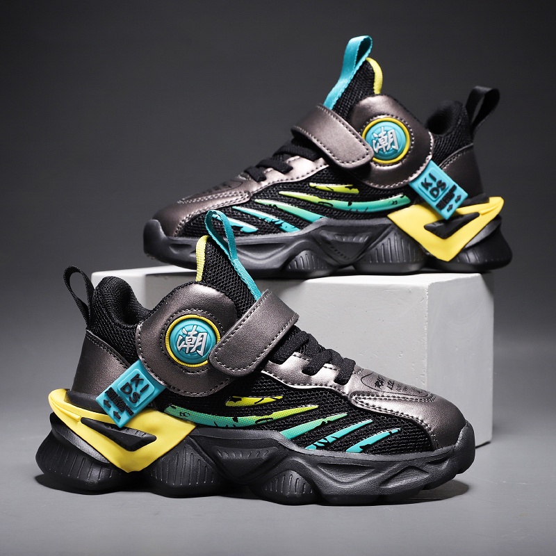 Giày thể thao đế dày phối lưới thoáng khí thời trang mùa thu 2021 cho bé trai