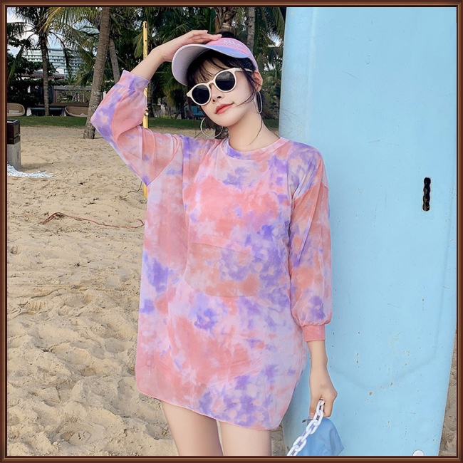 Bộ Đồ Bơi 3 Món Áo Chống Nắng Phối Quần Short Thời Trang Xinh Xắn Cho Nữ