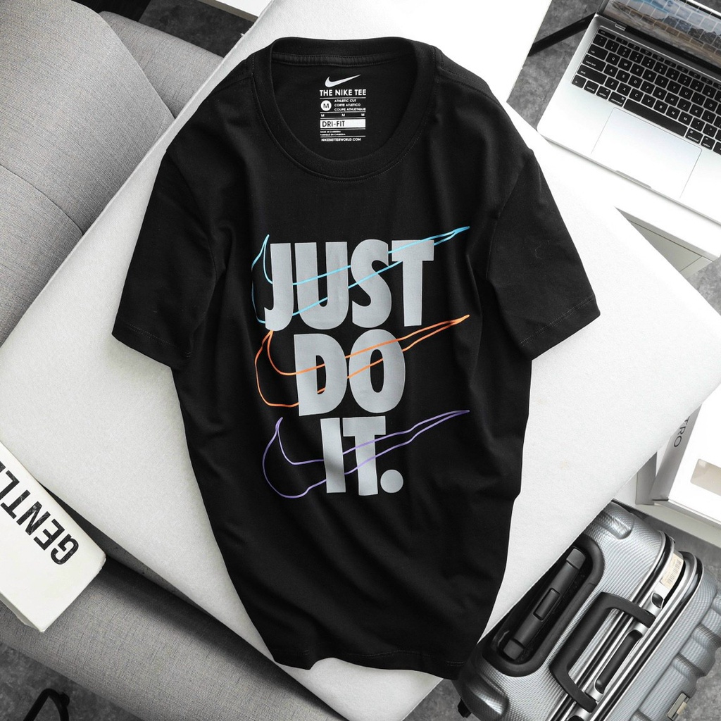 Áo thun nam nữ cổ tròn unisex JUST DO IT - phong cách thể thao - chất liệu vải cotton - mềm mịn - Thời Trang Đường Phố