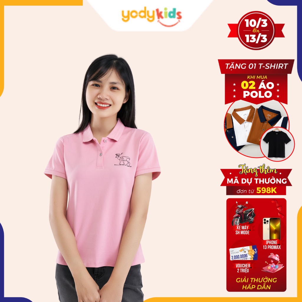 Áo thun polo nữ Yody phông tay ngắn, cổ bẻ chất vải cotton cá sấu, xuất xịn, mềm mịn, thoáng mát APN4146