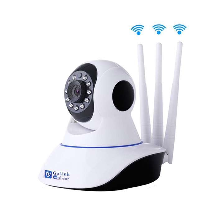 Camera IP wifi Gulink GL601W 3 râu quay 360 độ đàm thoại 2 chiều - tích hợp cổng LAN RJ45 (Trắng)