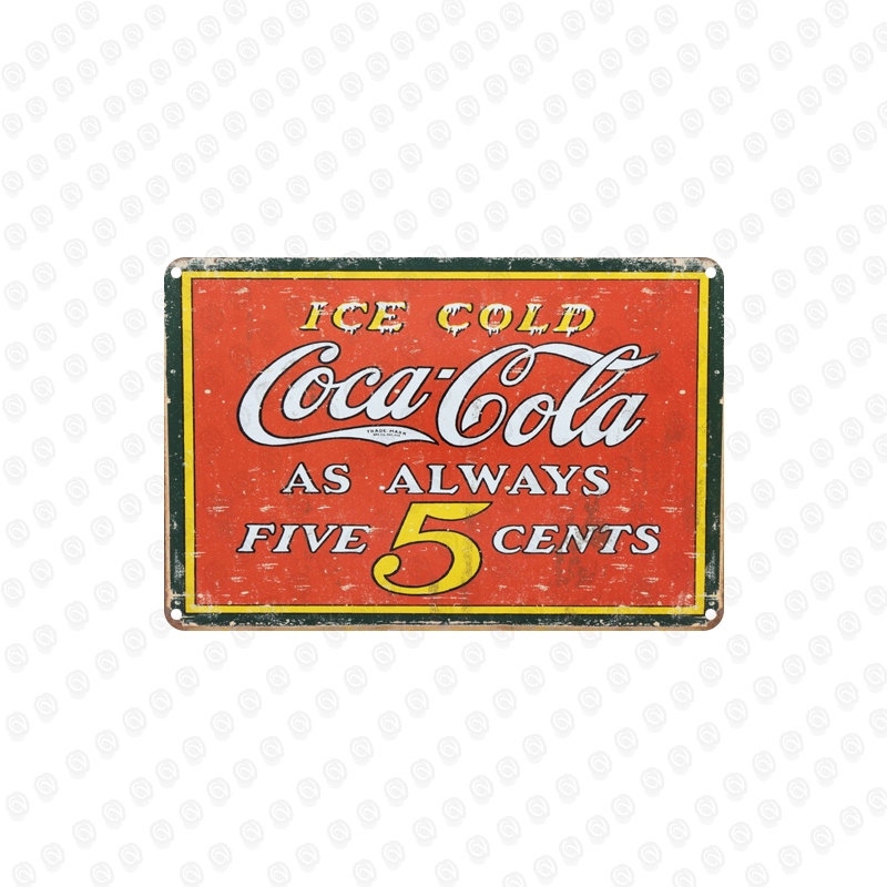 Bảng kim loại trang trí tường in chữ Ice Cold Coca Cola cổ điển