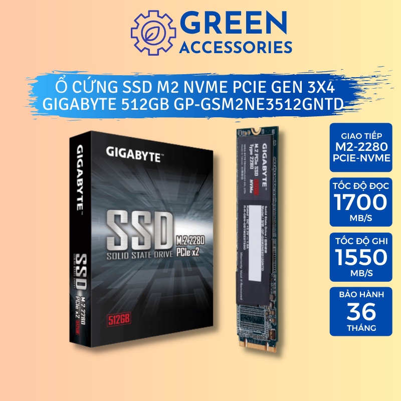 Ổ Cứng SSD M2 PCIe NVMe 512GB GIGABYTE Gen3.0x4 GPGSM2NE3512GNTD Viễn Sơn Phân Phối