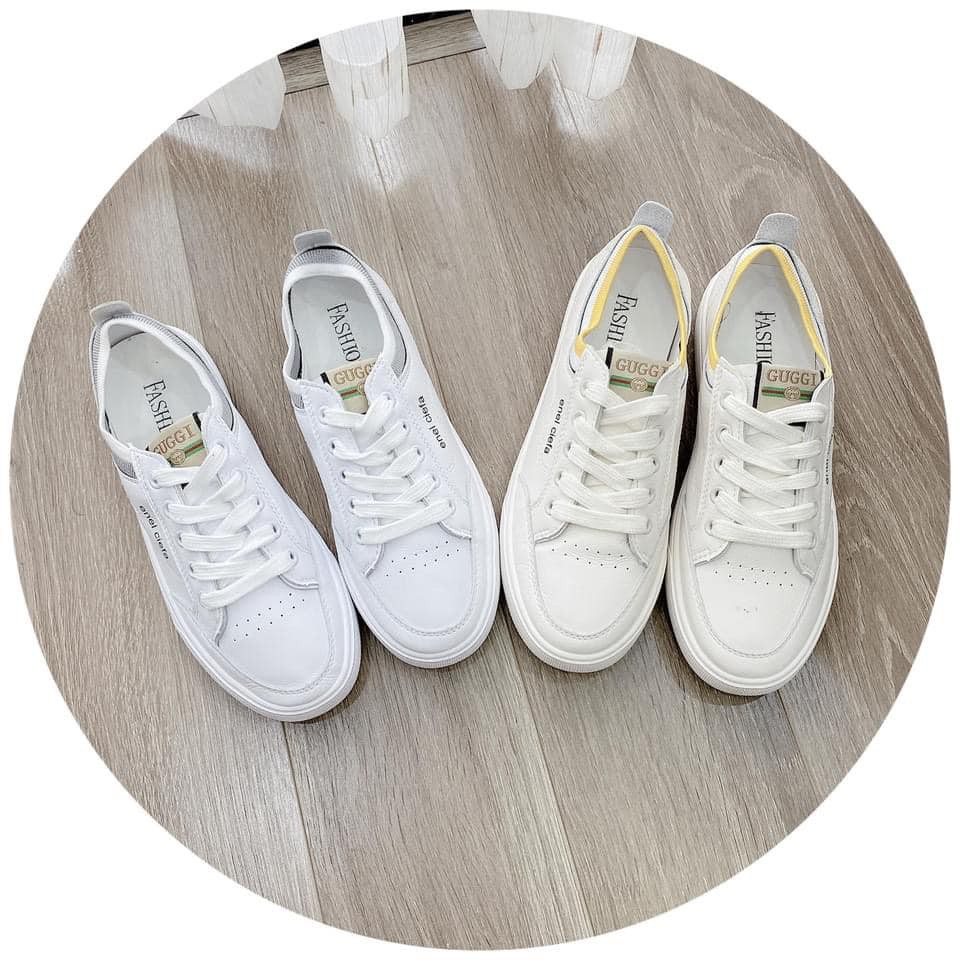 [Mã FATHANG5 giảm 10K đơn 50K] Giày Thể Thao Trắng Cổ Chun Len Vàng | BigBuy360 - bigbuy360.vn