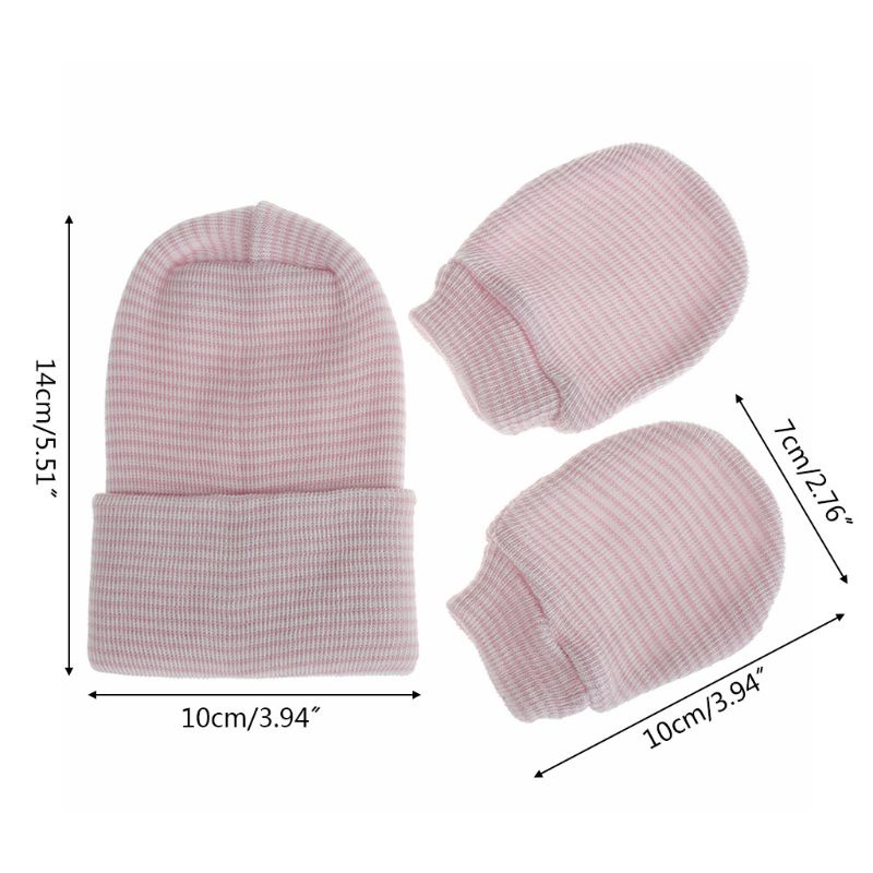 Bộ 2 Găng Tay Cotton Mềm Mại Hai Lớp Chống Trầy Xước Bảo Vệ Mũ Giữ Ấm Cho Bé