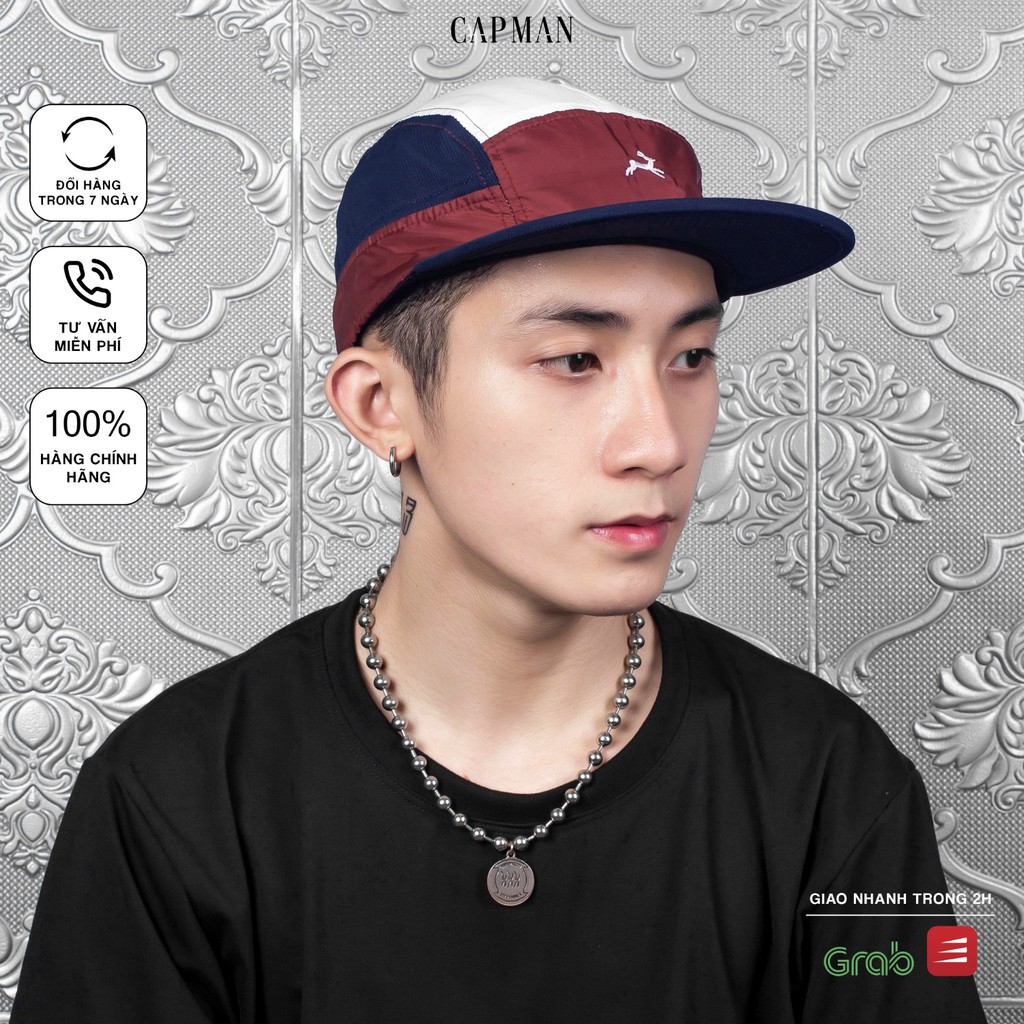 Mũ lưỡi trai phom 5 panel chính hãng CAPMAN phom dáng hiphop vả dù màu đỏ đô CM109