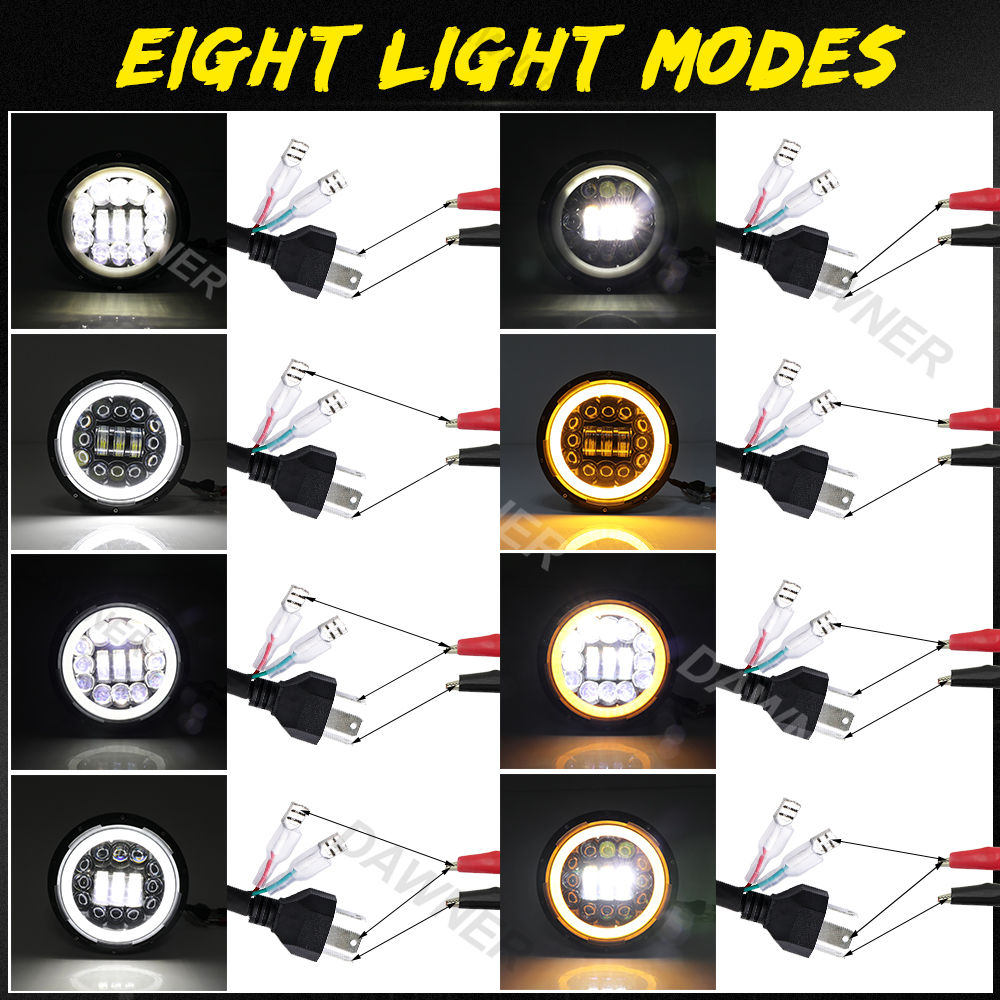 Đèn pha LED 17.78 cm 4x4 9000lm 12v 24v tia sáng cao/ thấp 3500k 6500k cho xe moto