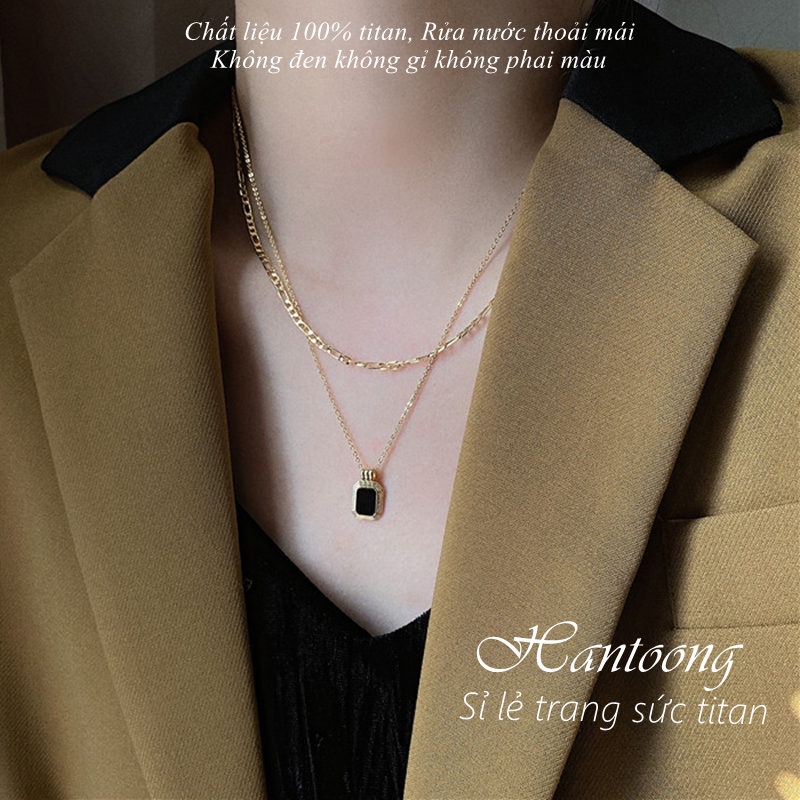 Vòng cổ nữ chất liệu titan không gỉ thiết kế 2 tầng thời trang phong cách hàn quốc thanh lịch mẫu mới
